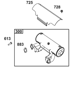 Exhaust Group Diagram and Parts List for 54E177-0004-J1  Briggs and Stratton Engine